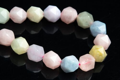 Natural Beryl Morganite Aquamarine Star Cut Faceted Grade AA Bead 5-6/7-8/9-10MM - Picture 4 of 4