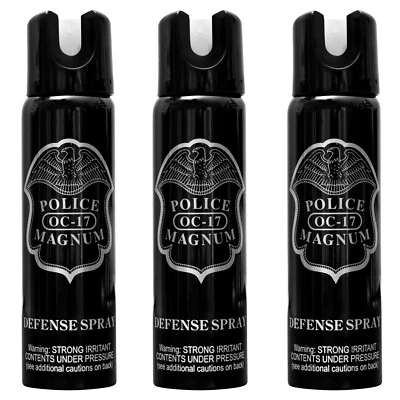 3 pack Police Magnum 4oz pepper spray GID Safety Lock Self Defense Protection
