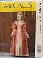 MCCALLS PATTERN 7763 RENAISSANCE TUDOR COSTUME MISS SIZE 6 8 10 12 14 UNCUT NEW