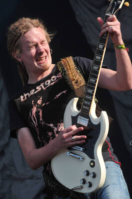 Mikko Lindstrom of Finnish rock band HIM live on stage at Download - Old Photo