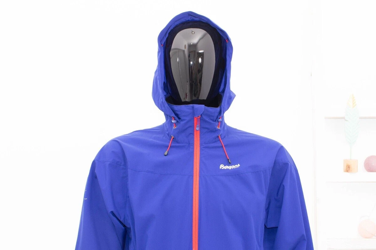 BERGANS Microlight Jacket Blue Hooded Rain Coat Mens M eBay