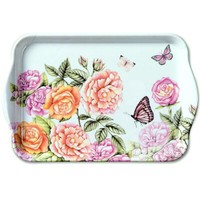 "Tablett*Snack-Tray \"Botanical Garden\" Rosen*Schmetterling*Nostalgie*13X21 Cm"