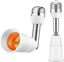 E26/E27 Light Socket Extender, 4.5 Inch Extension,Adjustable Vertical 90°Horizon