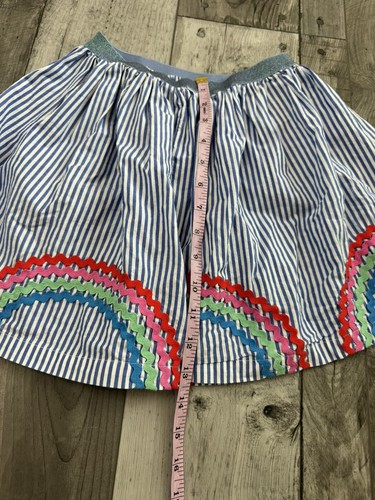 Crewcuts White Blue Cotton Dots Rainbow Striped Skirt Skort Medium Girls - Picture 3 of 6