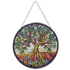 Tree of Life Round Stained Glass Suncatcher 6" D
