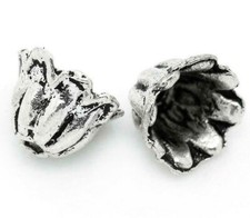 Tibetan Silver Bead Caps Fancy Fluted Bell Shape 7x5mm Fit 6mm To 8mm Beads 50pc
