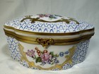 Limoges Blue Fishnet w/Raised Enamel & Florals 5.25 Casket/Trinket/Jewel Box