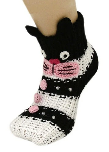 2 PARES CALCETINES PANTUFLAS DE PUNTO ESPONJOSOS PARA MUJER 3D ANTIDESLIZANTES CONEJITO CONEJO TALLA 9-11 Foto 3 de 4