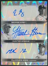 2022 TOPPS CHROME GEORGE KIRBY HUNTER GREENE MAC GORE TRIPLE AUTO #2/10