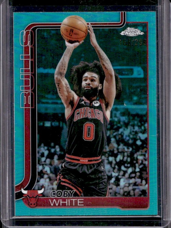2025-26 Topps Chrome Coby White Teal Refractor #/299 Bulls