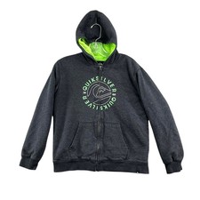 Quiksilver Hoodie Youth Boys Medium 10/12 Sherpa Lined Full Zip Travel Outdoor