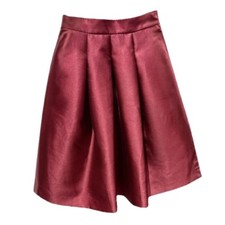 👗💃 ELIZA J Red Pleated Satin Rockabilly Swing Skirt | Holiday Glam Sz 4