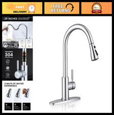 Pull-Down Kitchen Faucet, 3-Mode Sprayer, High Arc, Polished Chrome Finish