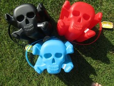 3 x Pirate Skull & Cross Bones Shaped Castle Beach Buckets