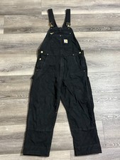 Carhartt Black Double Knee Bib Overalls Workwear Retro Outdoors - Men s 36x26