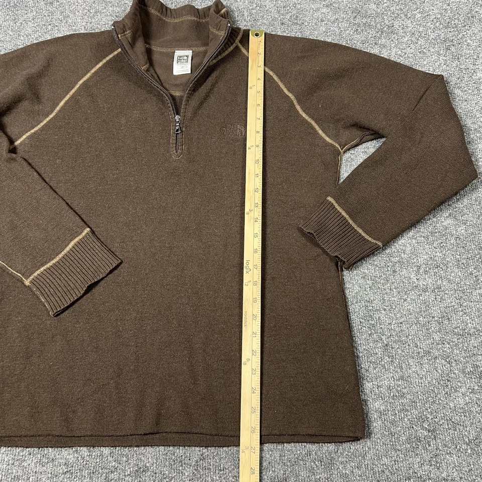 North Face Sweater Mens Large Brown Half Zip Pullover Wool Blend Outdoors Hiking - Image 4 of 4