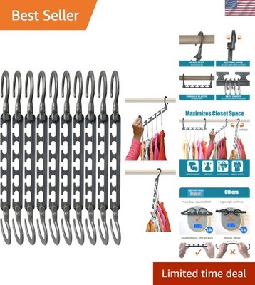 Max 10-Pack Space Saving Hangers, Reinforced Hooks Swivels 360°, Cascading Ha...