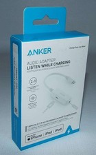 NEW Anker 2 in 1 Lightning to 3.5mm Audio & Lightning Charging Adapter White