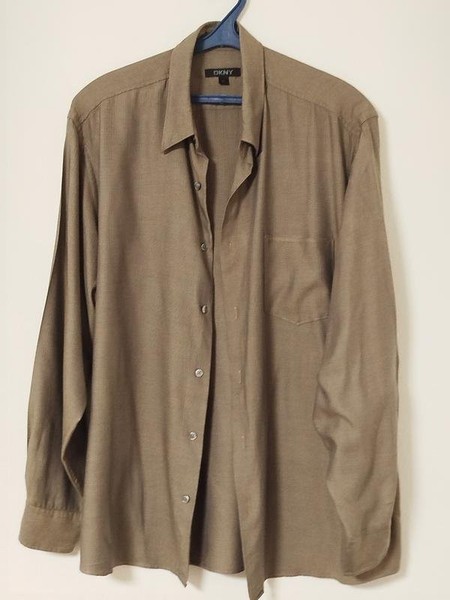 Men DKNY Shirt Brown Viscose 42 / XL / 50