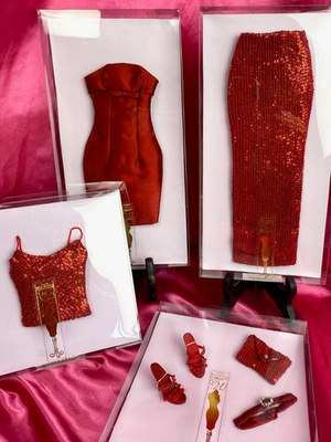 #ad Tonner Doll Lot Ruby Red Shimmer Skirt Camisole Cocktail Dress Tyler 16quot; LE 500 $199.95