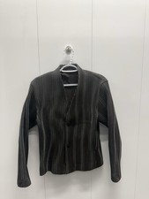 Homme Plisse Issey Miyake Pleated Collarless Jacket Black Size 1 Japan