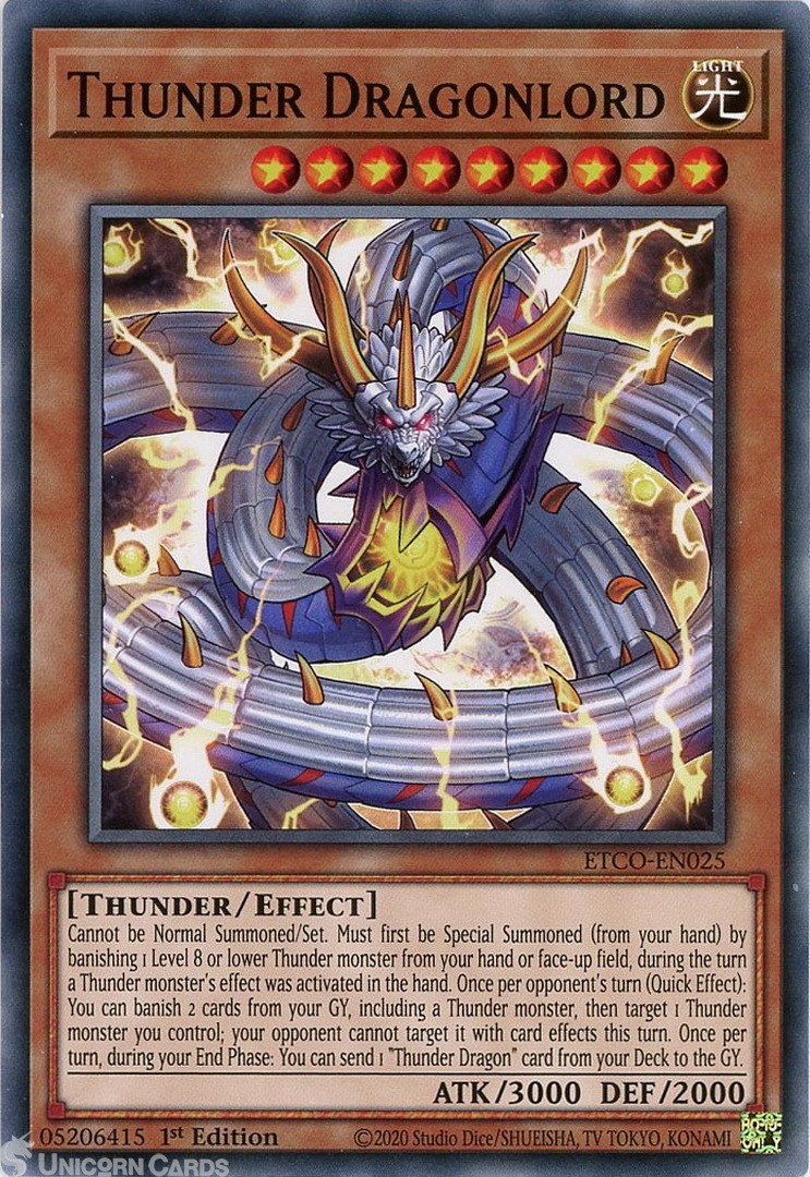 ETCO-EN025 Thunder Dragonlord : Common 1st Edition Mint YuGiOh Card