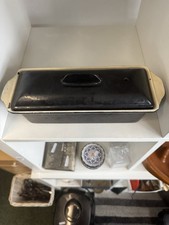 Black Enamel Cast Iron Cooking Pot Stock Pot Terrine Dish Bread Tin Stew Pot Pan