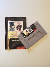 SNES Super Nintendo Pink Goes To Hollywood Authentic Tested & Working w/ Manual 