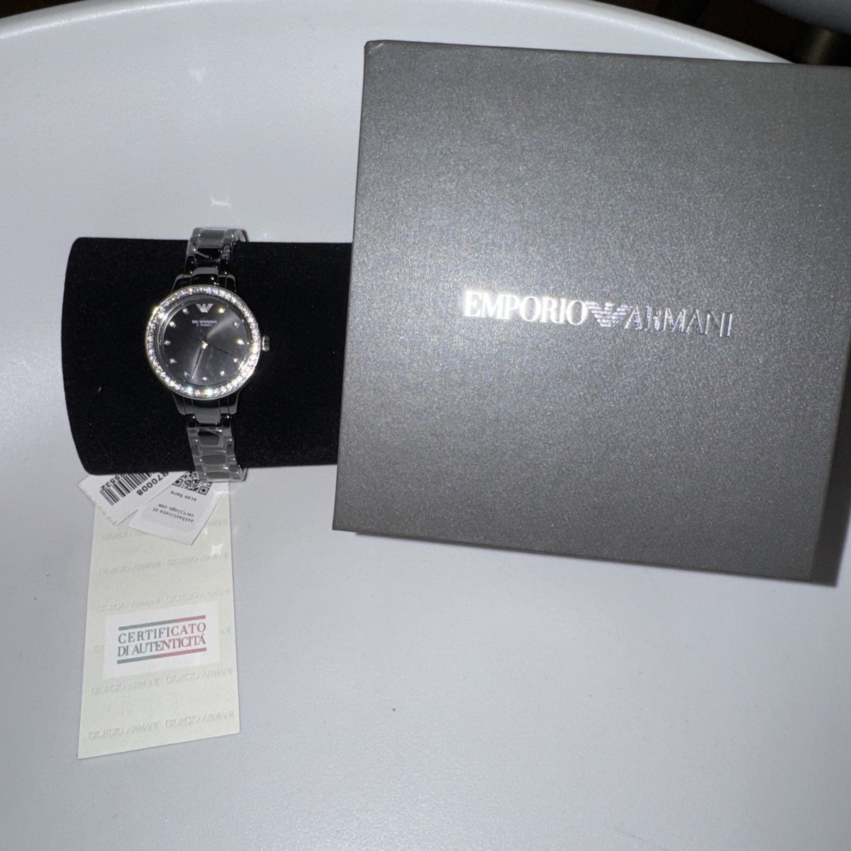 NWT Emporio Armani Cleo Quartz Crystal Black Dial Ladies Watch Emporio Armani Leo Quartz Crystal Blue Dial Ladies Watch  main image 4