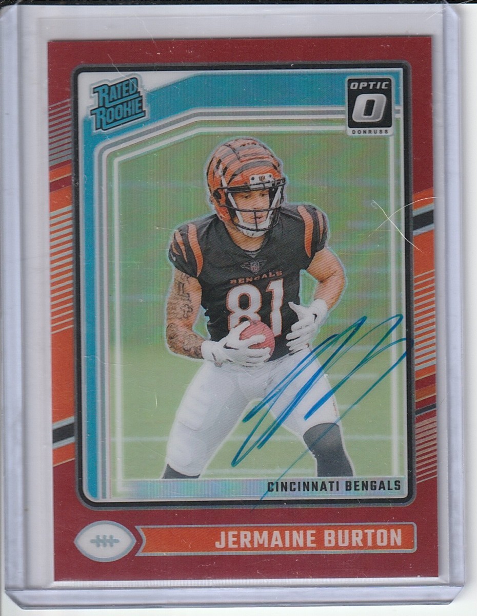 2024 Donruss Optic Jermaine Burton Rated Rookie RPS Auto Red #'d/75 Bengals