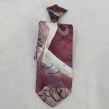 CAVALIER mens red floral made in the USA polyester tie standard