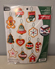 Bucilla 89301E Gingerbread Santa Christmas Felt Ornament Kit Set of 12