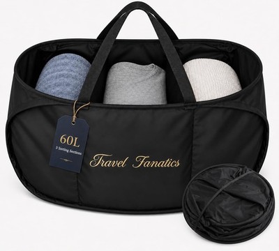 Collapsible Laundry Basket with 3 Dividers - (60L / 16 Gal) Foldable Laundry ...