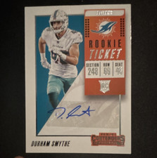 Panini 2018 Contenders Durham Smythe Dolphins RC Auto Rookie Ticket Card #216. rookie card picture