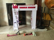 our generation canopy bed with fake tv, a matress, duvet and pillow