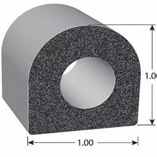 Trim-Lok Rubber Seal, D-Shaped, 1"W x 25ft. X1678HT-25 Trim-Lok X1678HT-25 EPDM