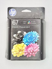 New - HP 67 2-pack Black/Tri-color Original Ink Cartridges, 3YP29AN 140