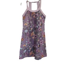 Prana Womens Purple Floral Batik Racerback Athletic Dress Size S Built in Bra