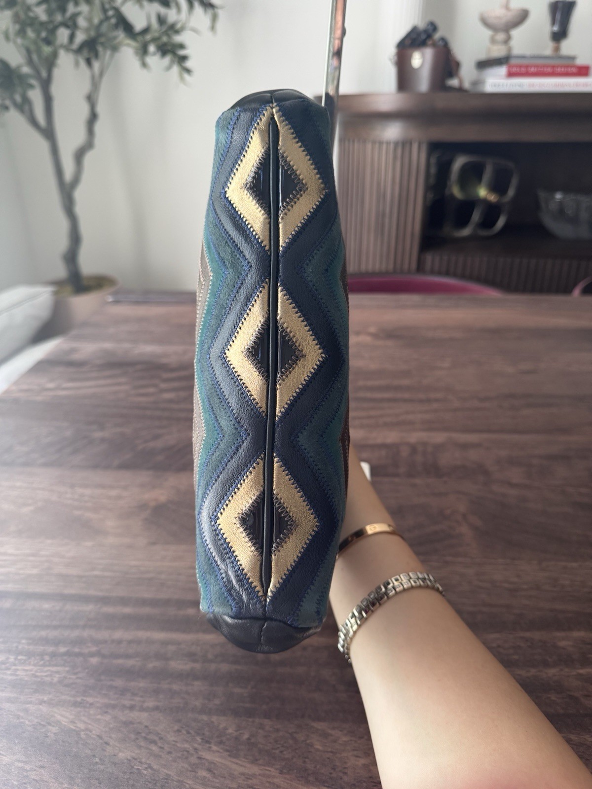 Chanel Leather Patchwork Chevron Frame Handbag, C… - image 4