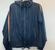 Zyia Active Women's Windbreaker Running Jacket Medium Navy Rainbow Trim Active