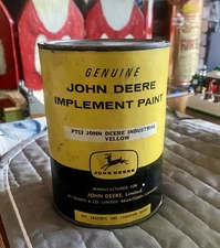 Vintage John Deere Implement Paint PT12 Canadian Quart Full Tin Yellow