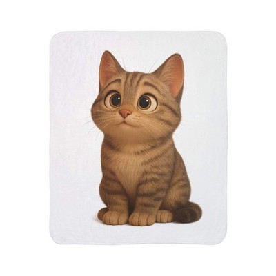 Cozy Cat Fleece Sherpa Blanket, Cute Pet Decor, Cat Lover Gift, Warm Throw Blank