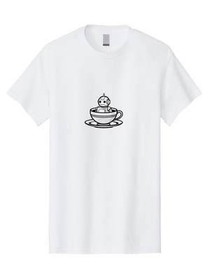 Robot-In-Tea-Cup-1 Mens Graphic Tee, 100% Cotton, Casual Summer Wear