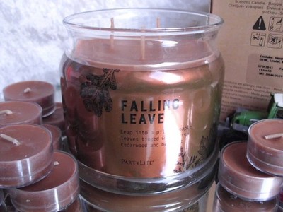 PartyLite FALLENDE BLÄTTER 3 Docht Duftwachsglas + 12 Teelicht OVP G73F2043  