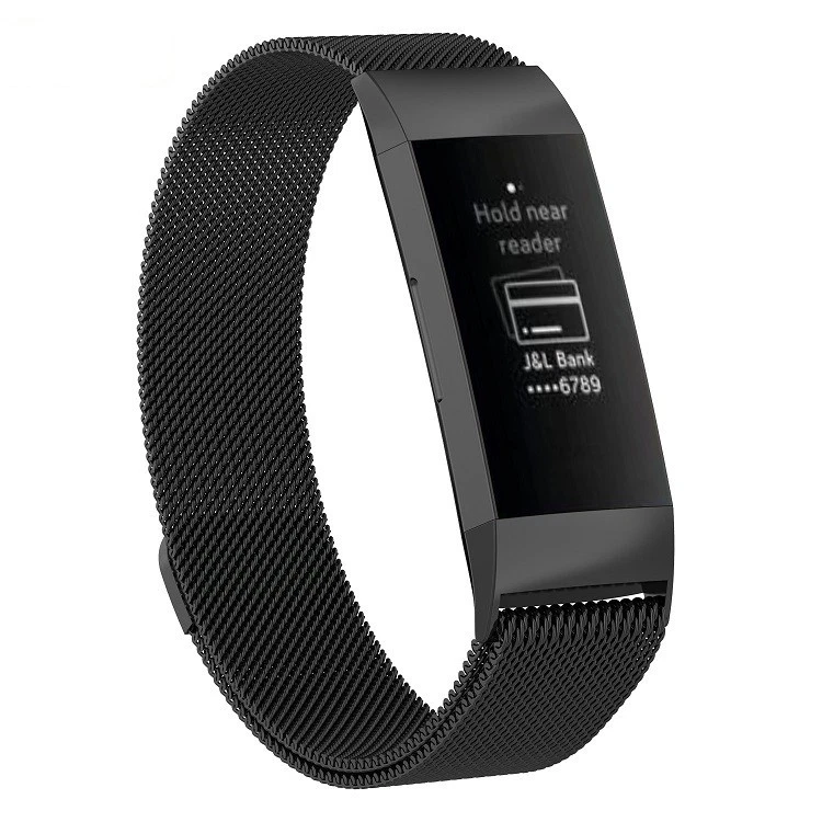 Correa de reloj de pulsera para Fitbit Charge 3 correa de repuesto lazo milanés de acero inoxidable Foto 4 de 4