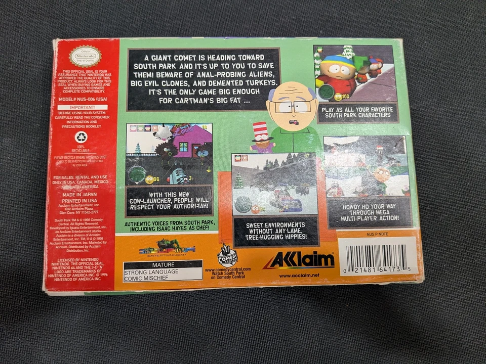 South Park (Nintendo 64 N64) Completo CIB con Manual y Cartucho Foto 3 de 4