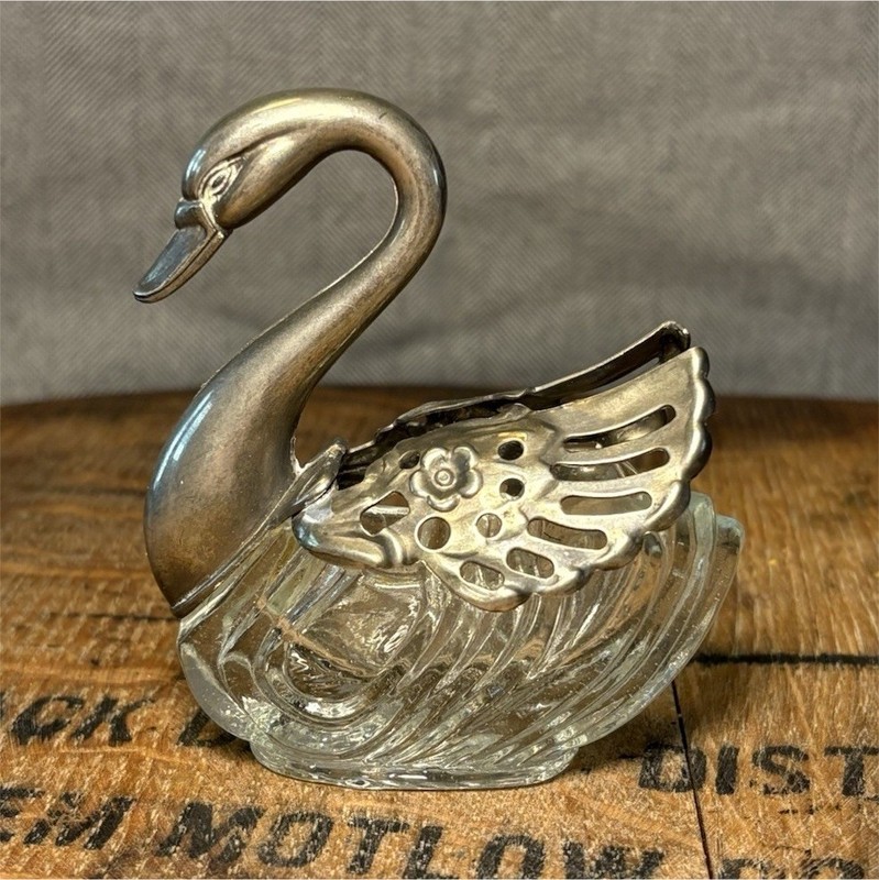 Vintage Silver Plated Swan Salt Cellar