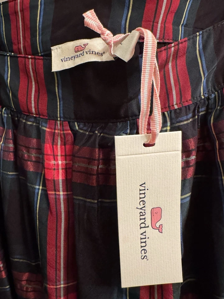 Precioso Vestido a Cuadros Tartán Vacaciones Vineyard Vines para Niñas con Bolsillos, XL Foto 3 de 4
