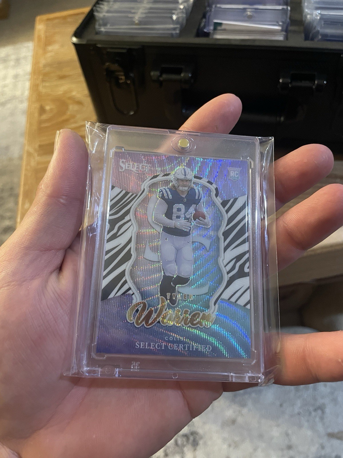 Panini 2025 Select Certified Rookie Zebra Insert Tyler Warren #8 Colts