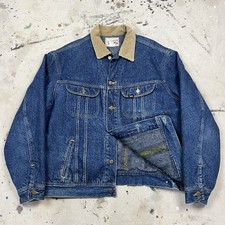 Vintage 70s Lee Storm Rider Denim Trucker Jacket Blanket Lined Mens XL Dark Wash